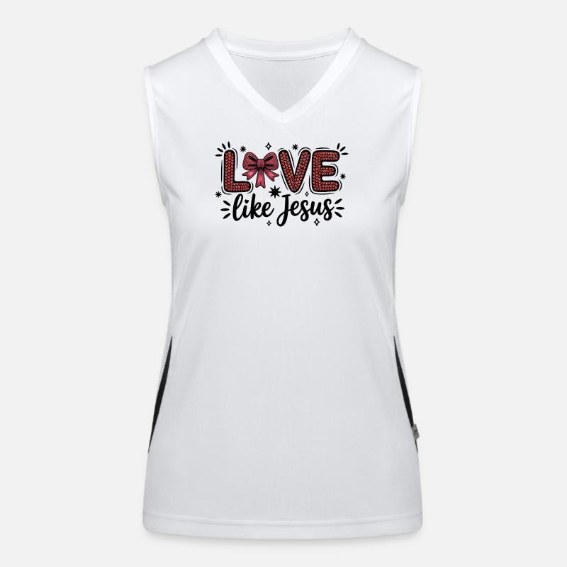 Love Like Jesus Heart Scripture Bow Women's Functional Contrast Tank Top