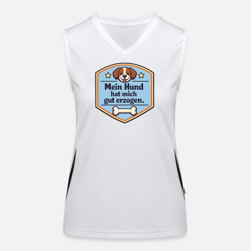 Mein Hund hat mich gut erzogen Schild Funktionelles Kontrast-Tank Top für Frauen