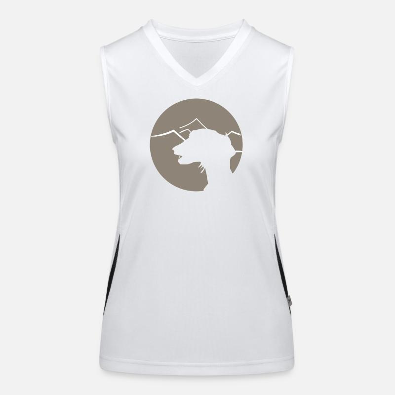Arabian Greyhound - Saluki Silhouette in a Circle Women's Functional Contrast Tank Top