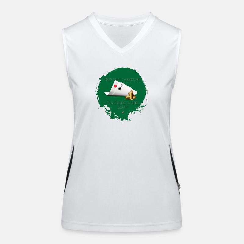 Two playing cards and three balls triple barrel Women's Functional Contrast Tank Top