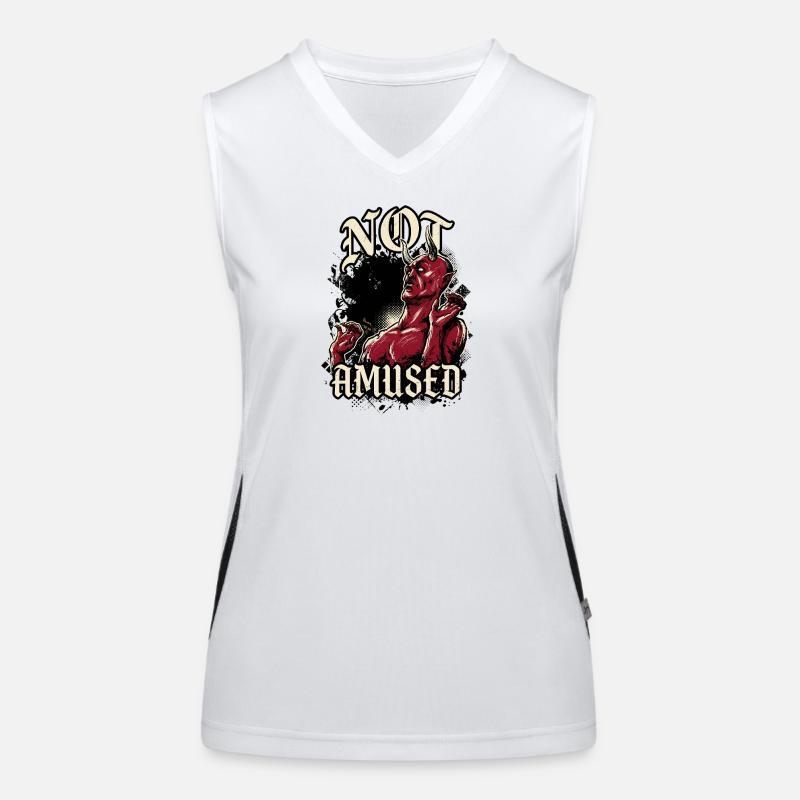 Red Devil Not Amused Funny Women's Functional Contrast Tank Top