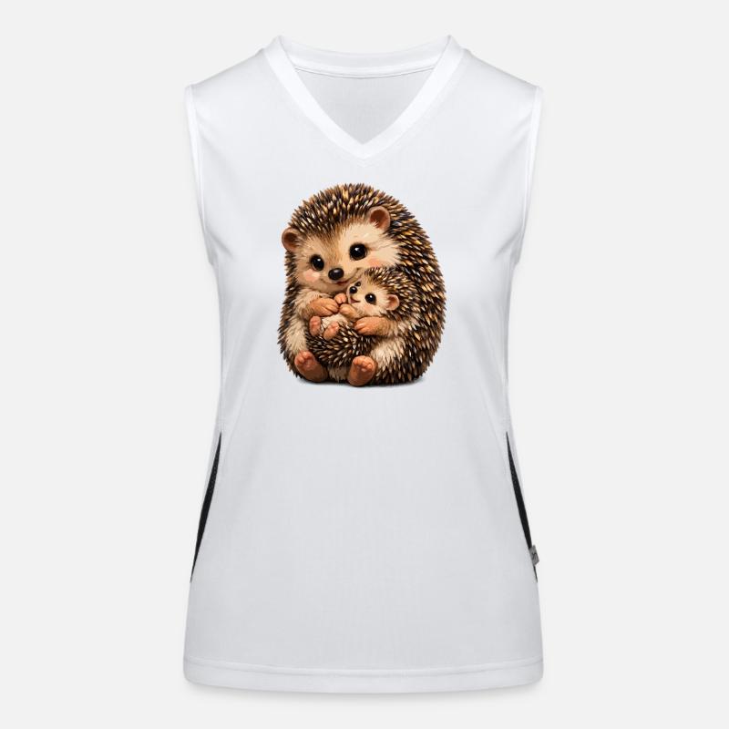 Umarmungsillustration von Mutter und Baby Igel Funktionelles Kontrast-Tank Top für Frauen