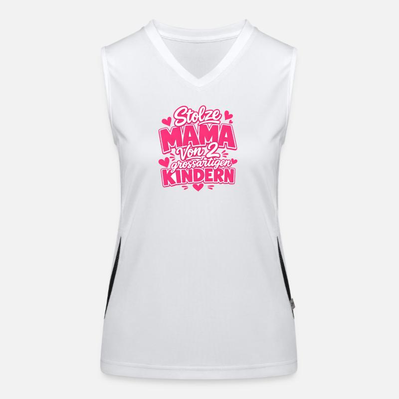 stolze Mama von 2 Kindern Mutter von 2 Kindern  Funktionelles Kontrast-Tank Top für Frauen