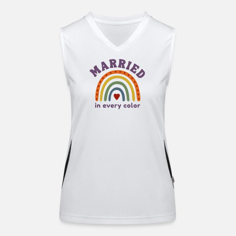 Married in every Color Pride Regenbogen Design Funktionelles Kontrast-Tank Top für Frauen