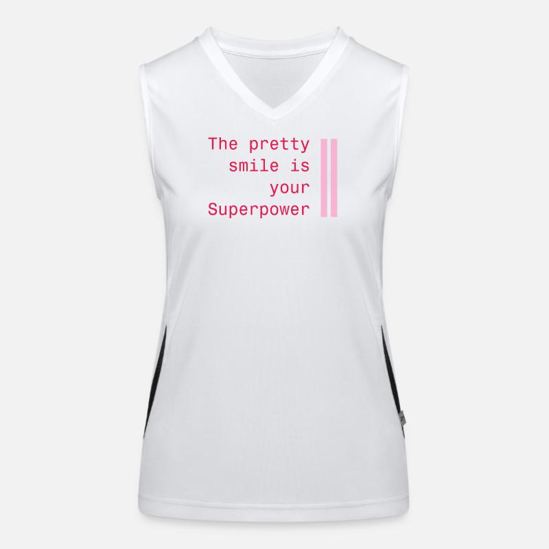Lächeln als Superkraft Funktionelles Kontrast-Tank Top für Frauen