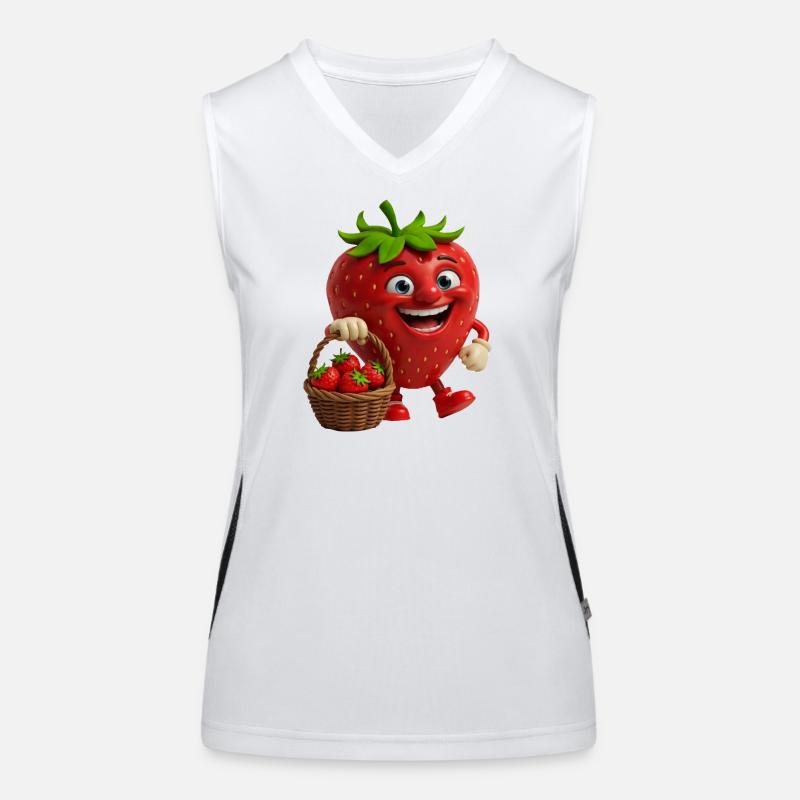 Erdbeere mit Gesicht Funktionelles Kontrast-Tank Top für Frauen