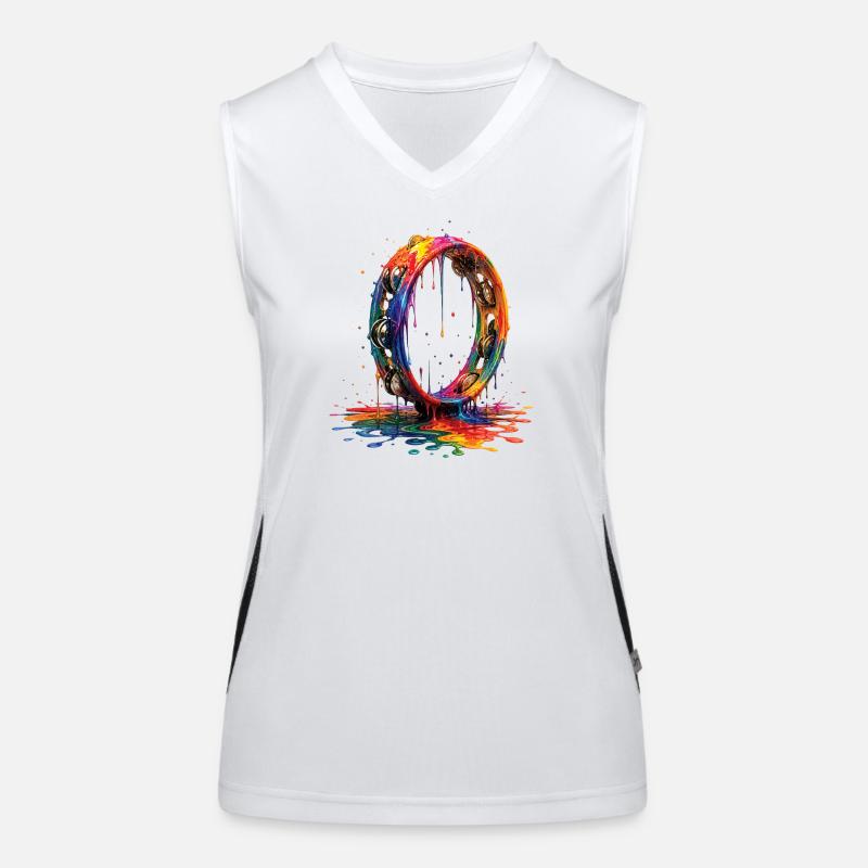 Tambourine with dripping paint Women's Functional Contrast Tank Top