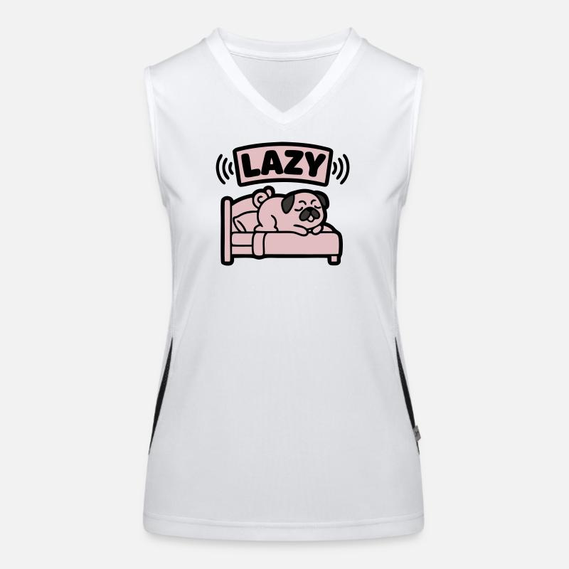 Lazy Pug Dog Bed Introvert Women's Functional Contrast Tank Top