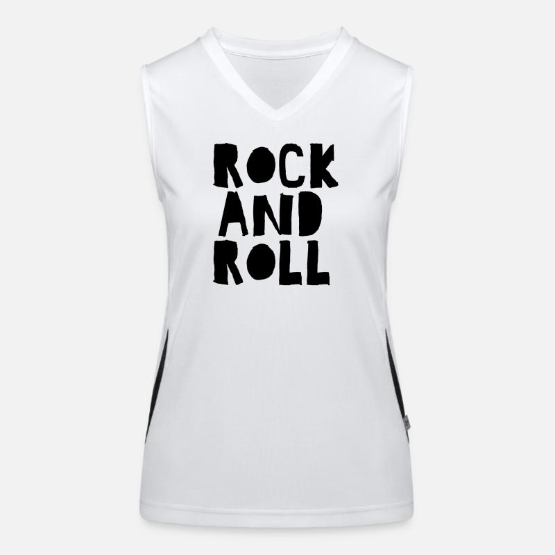 Rock'n'Roll-Logo mit Distressed Funktionelles Kontrast-Tank Top für Frauen