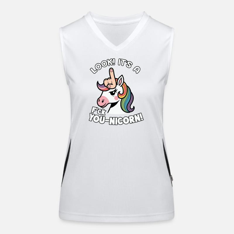 Freches Unicorn-Einhorn Spruch Fick dich Funktionelles Kontrast-Tank Top für Frauen
