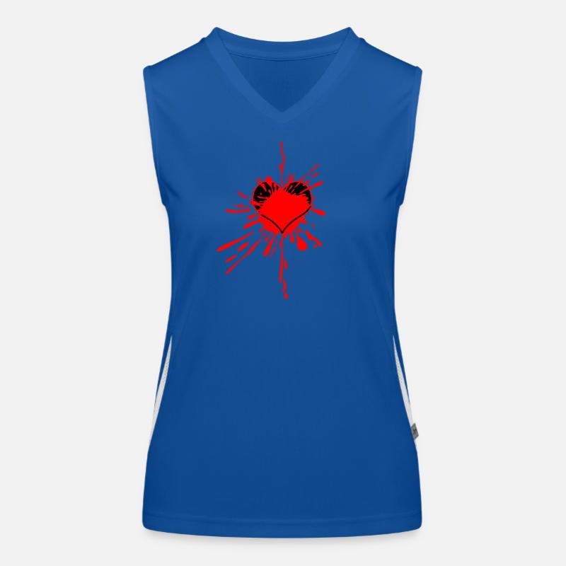 Art éclaboussé de cœur rouge Débardeur respirant contrasté Femme
