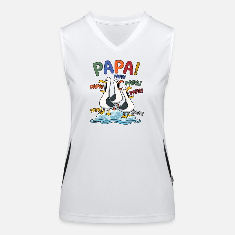 Lustige Papa Möwen auf Eisscholle - Comic Design Women's Functional Contrast Tank Top