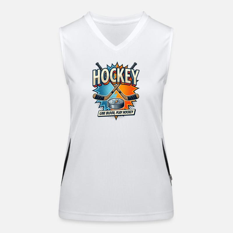 Retro Eishockey Schläger Puck Comic Funktionelles Kontrast-Tank Top für Frauen