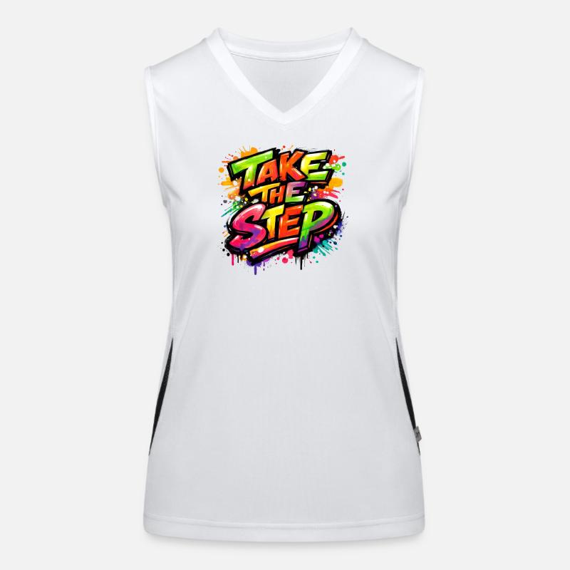 Take_the_Step - Women's Functional Contrast Tank Top - white/black