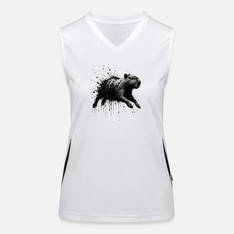 Capybara Splatter Illustration Women's Functional Contrast Tank Top
