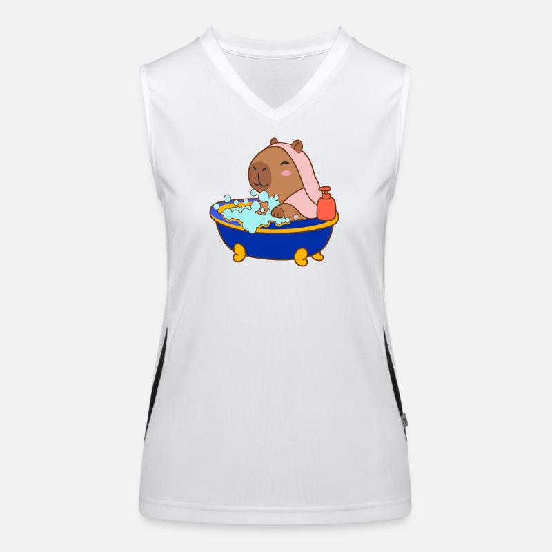 Bain moussant de capybara Dessin animé douillet Splash & Chill Débardeur respirant contrasté Femme
