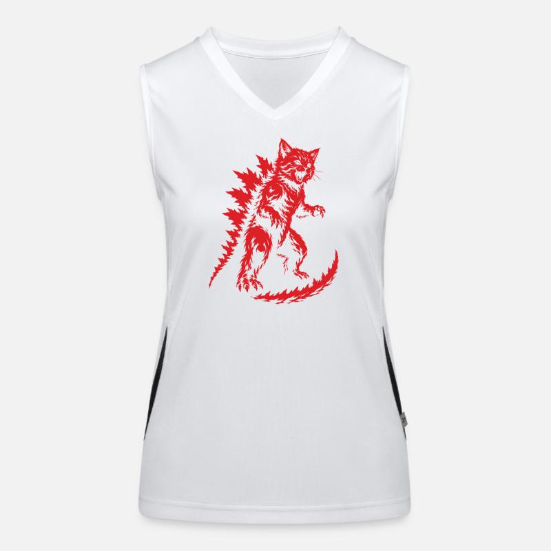 Kätzchen-Kaiju-Brüllen, Catzilla Funktionelles Kontrast-Tank Top für Frauen