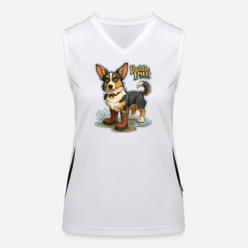 Puddle Pup Energy: Splash Boots Women's Functional Contrast Tank Top