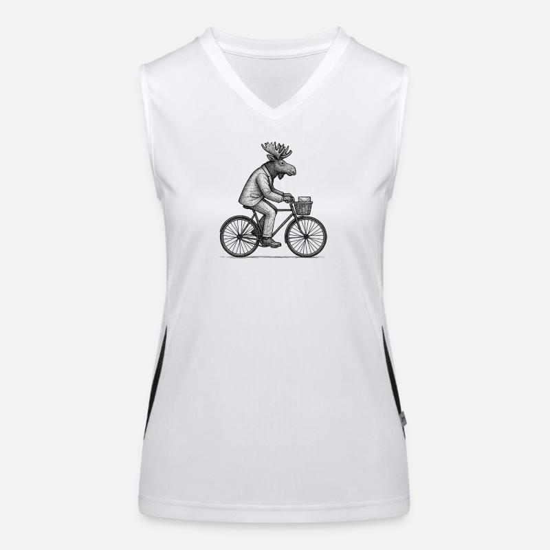 Cycling Moose in Suit Women's Functional Contrast Tank Top
