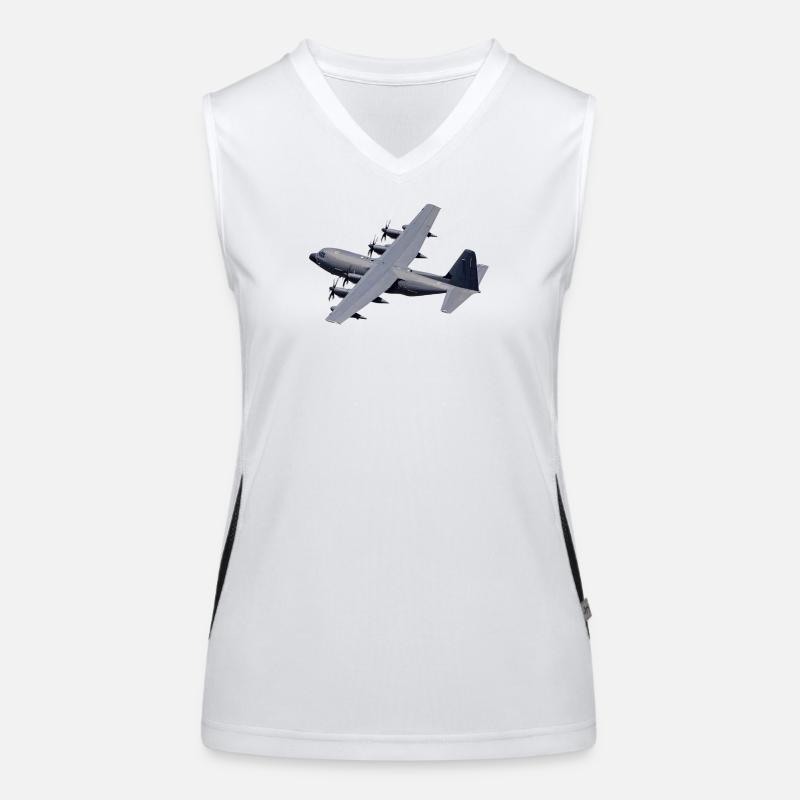 C-130 Grau Silhouette Funktionelles Kontrast-Tank Top für Frauen