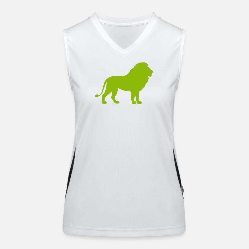 Löwe Silhouette Neon Grün Funktionelles Kontrast-Tank Top für Frauen