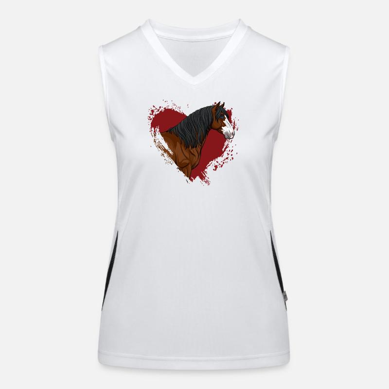Der Kopf des Abaco-Pferdes und ein rotes Herz Funktionelles Kontrast-Tank Top für Frauen