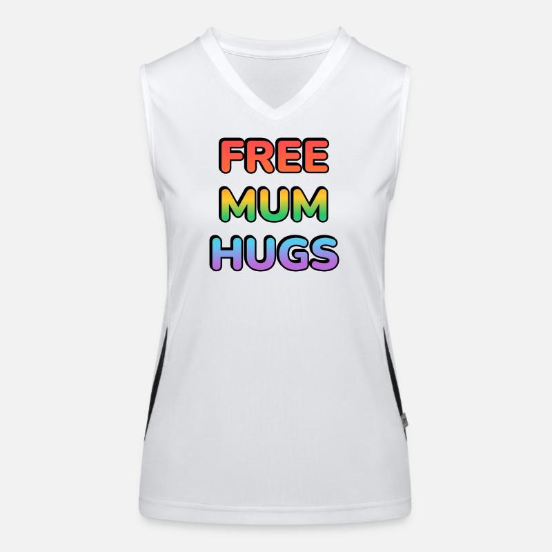 Free Mum Hugs Rainbow Text LGBT PRIDE Women's Functional Contrast Tank Top