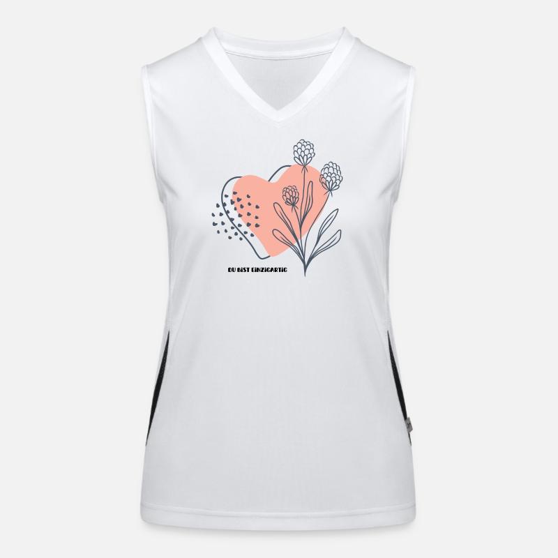 Herzblume Linienkunst du bist einzigartig Funktionelles Kontrast-Tank Top für Frauen