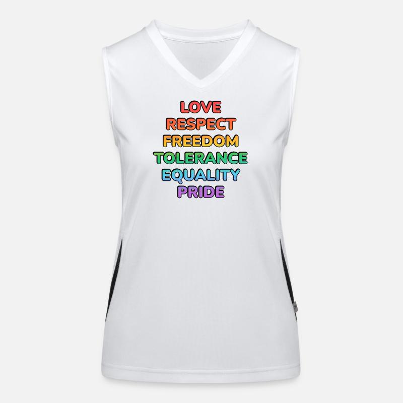 Pride Values Regenbogentext Funktionelles Kontrast-Tank Top für Frauen