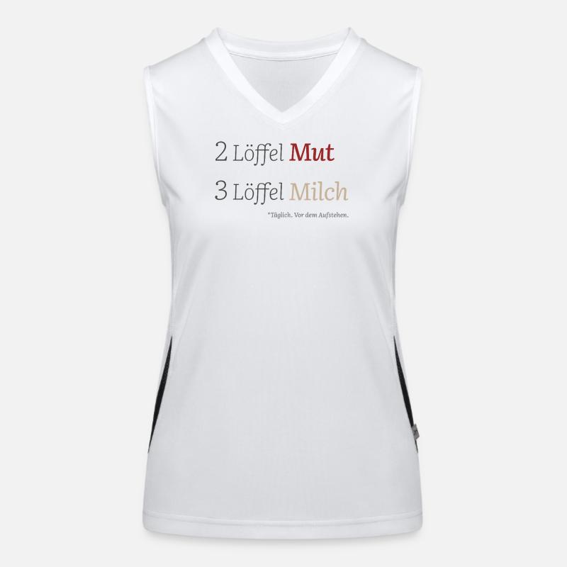 2 Löffel Mut 3 Löffel Milch – Mutmacherdesign Funktionelles Kontrast-Tank Top für Frauen