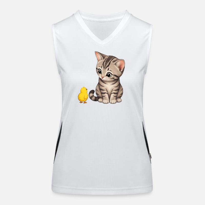 Kitten with chicks Women's Functional Contrast Tank Top