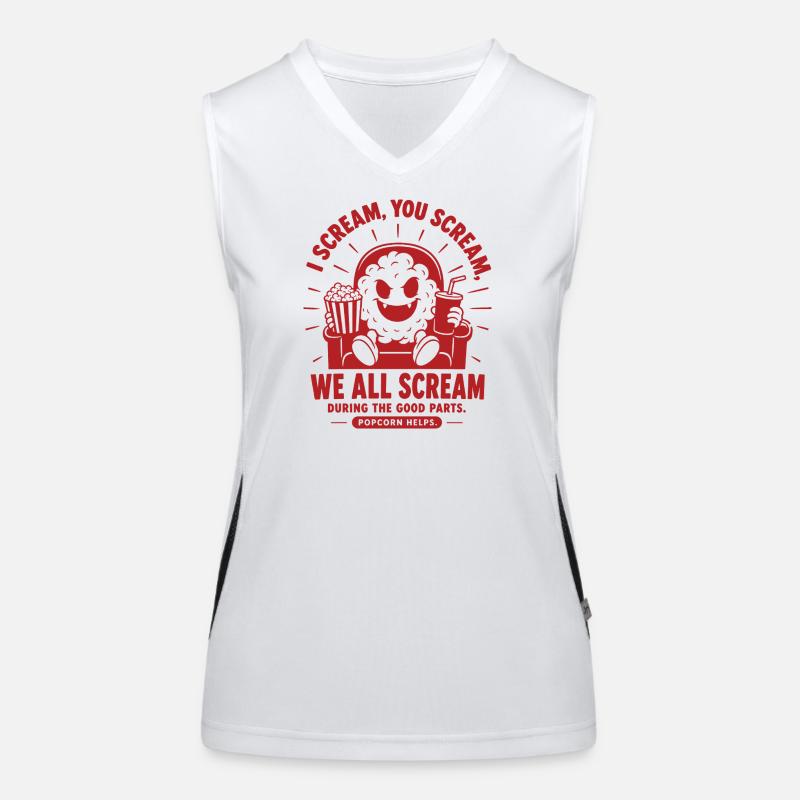 We All Scream Horror Popcorn Funktionelles Kontrast-Tank Top für Frauen