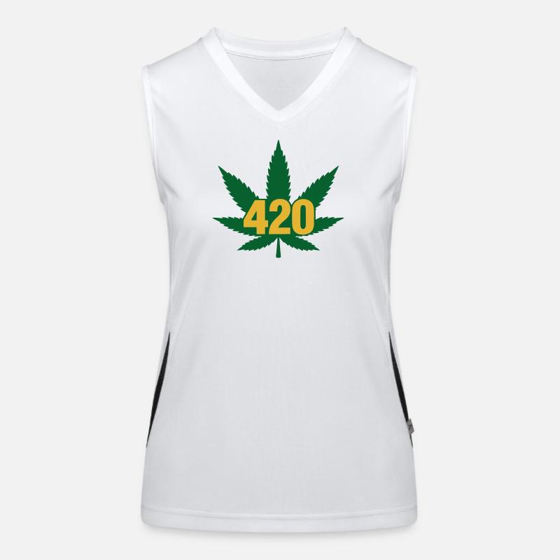 420 Cannabis Leaf Emblem Women's Functional Contrast Tank Top