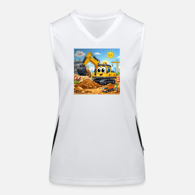 Fröhlicher Baubagger  Funktionelles Kontrast-Tank Top für Frauen