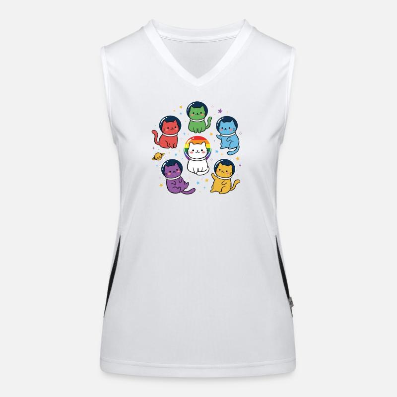 Pride Month LGBTQ – Rainbow Space Cats Funktionelles Kontrast-Tank Top für Frauen