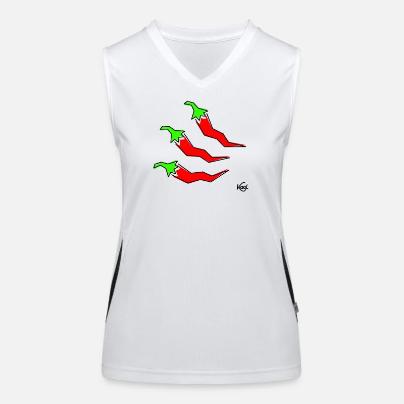 three pepperonis - Women's Functional Contrast Tank Top - white/black