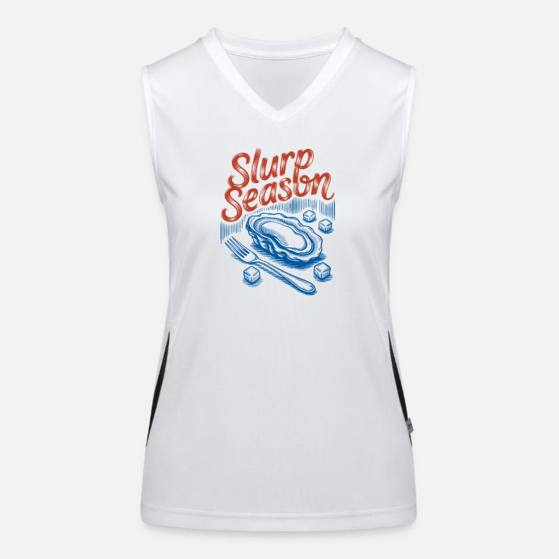 Schlürfsaison – Retro-Austern-Meeresfrüchte Funktionelles Kontrast-Tank Top für Frauen