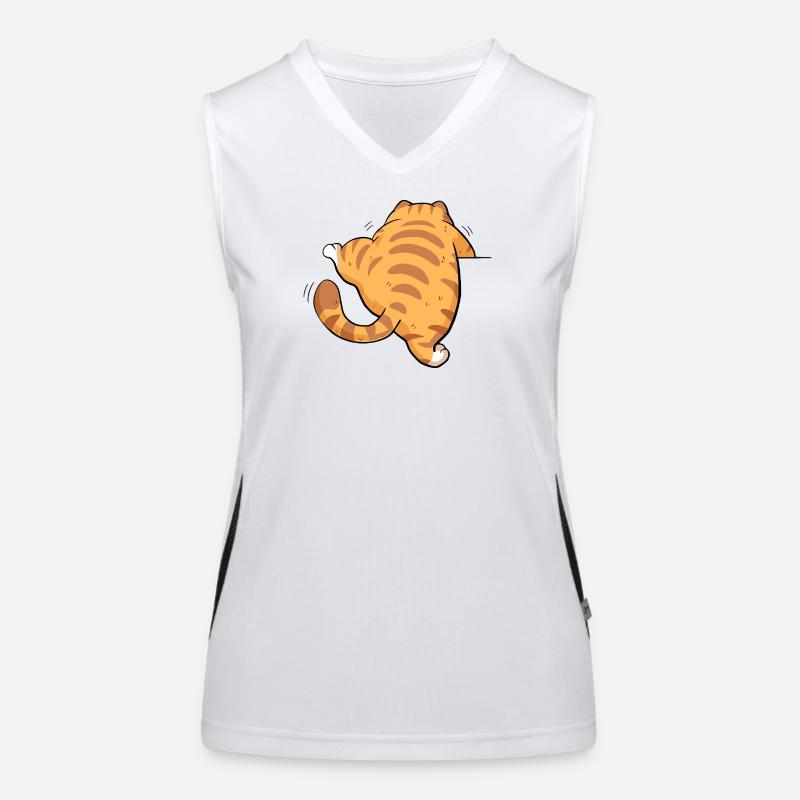 Rückansicht getigertes Kätzchen Funktionelles Kontrast-Tank Top für Frauen