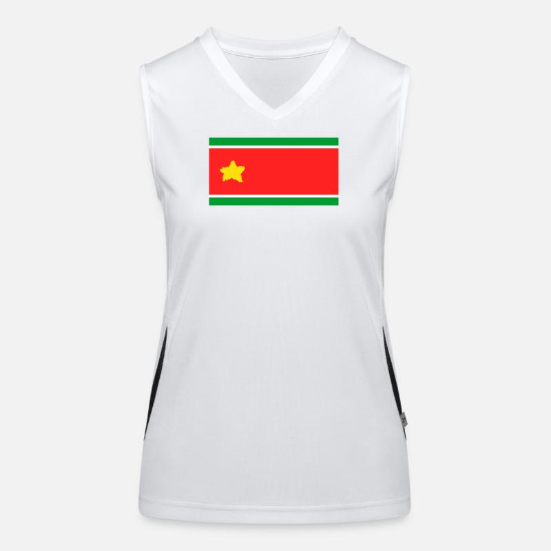 Drapeau de la Guadeloupe dans une étoile déchirée Débardeur respirant contrasté Femme