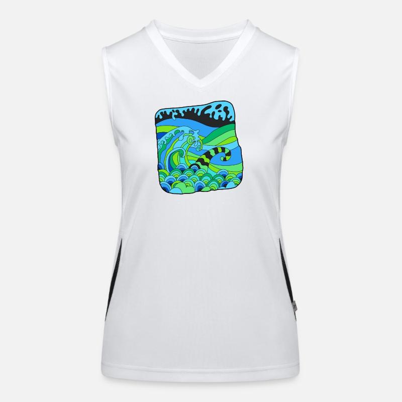 Green Deco Waves Funktionelles Kontrast-Tank Top für Frauen