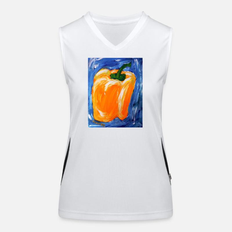 Oranger Paprika im Expressionismus Funktionelles Kontrast-Tank Top für Frauen