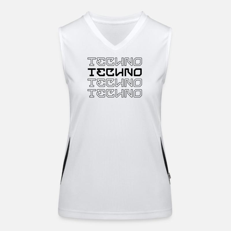 Techno modern typography logo design Women's Functional Contrast Tank Top