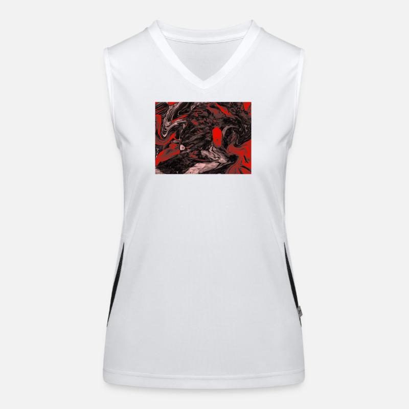 Roter Marmorwirbel Muster Funktionelles Kontrast-Tank Top für Frauen