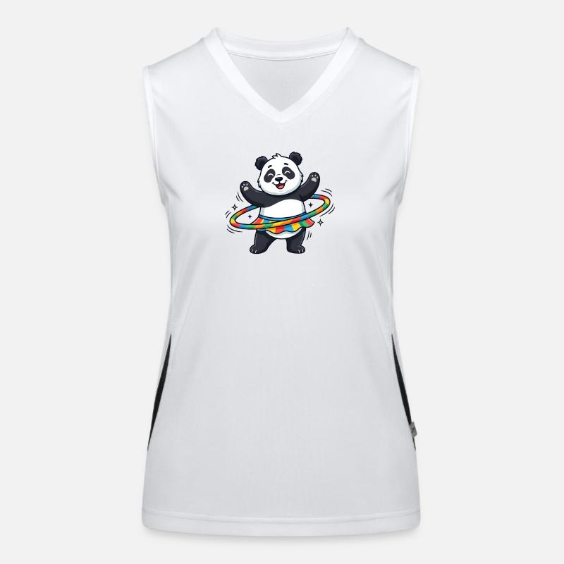 Rainbow Panda Hula-Hoop Women's Functional Contrast Tank Top