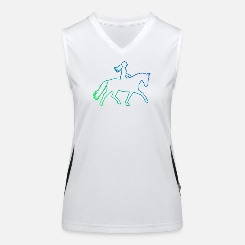 Idée cadeau pour le passionné de chevaux avec le saut d’obstacles Débardeur respirant contrasté Femme