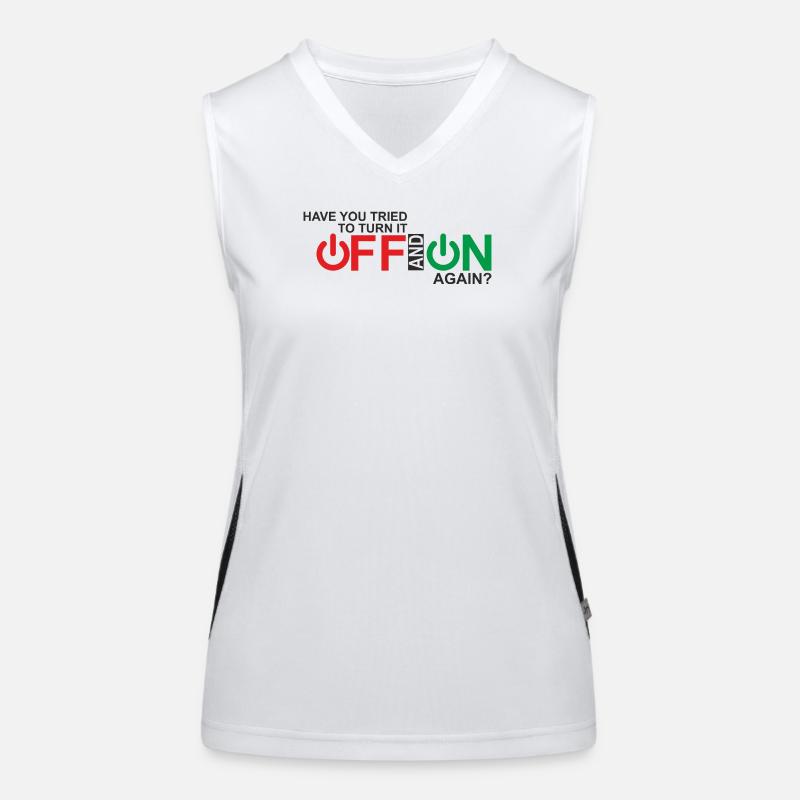 Vibrant Power Button Typography Design Women's Functional Contrast Tank Top