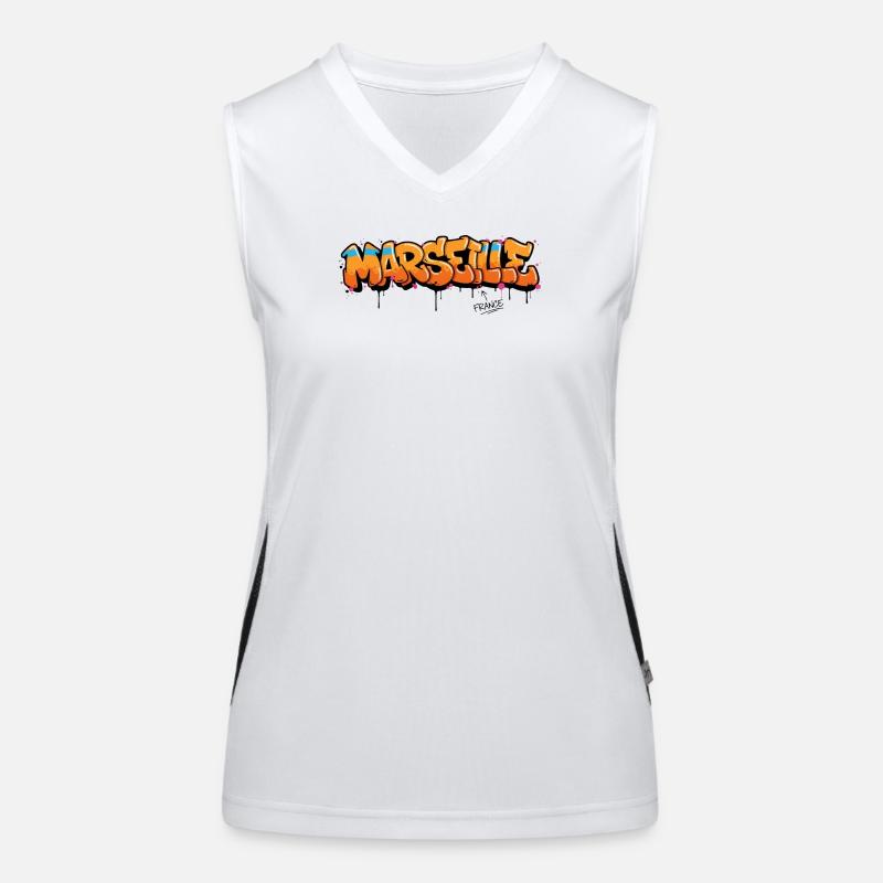 Graffiti Marseille Schriftzug mit Spritzern Funktionelles Kontrast-Tank Top für Frauen
