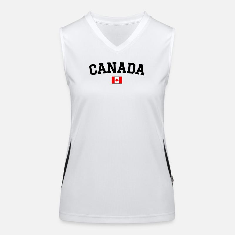 Kanada Flagge Design Schwarz Funktionelles Kontrast-Tank Top für Frauen