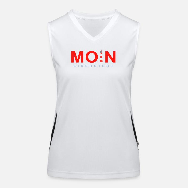 Moin Eiderstedt, Leuchtturm Westerheversand Funktionelles Kontrast-Tank Top für Frauen