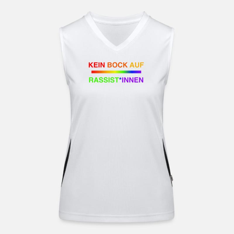 Kein Bock auf Rassist*innen Regenbogen Funktionelles Kontrast-Tank Top für Frauen